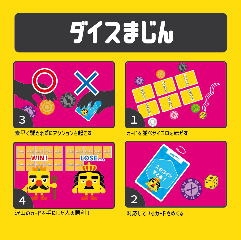 【土日ｰK66】【4コマ漫画】ゲムマ秋の新作「ダイスまじん」子供も大人もみんなで笑えるゲーム